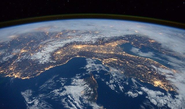 view of earth from outerspace. international