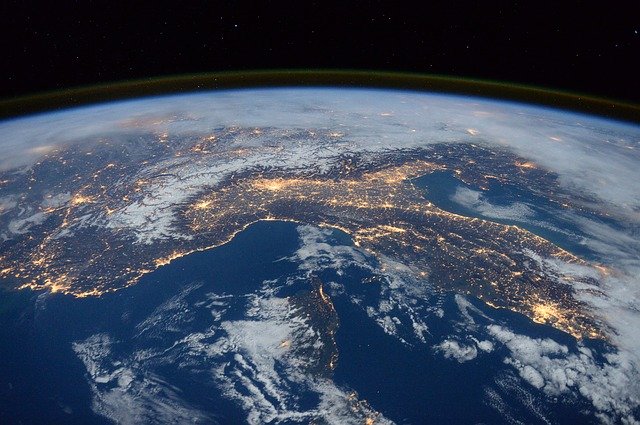 view of earth from outerspace. international